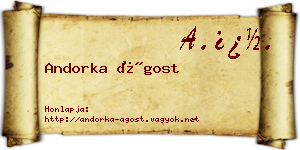 Andorka Ágost névjegykártya